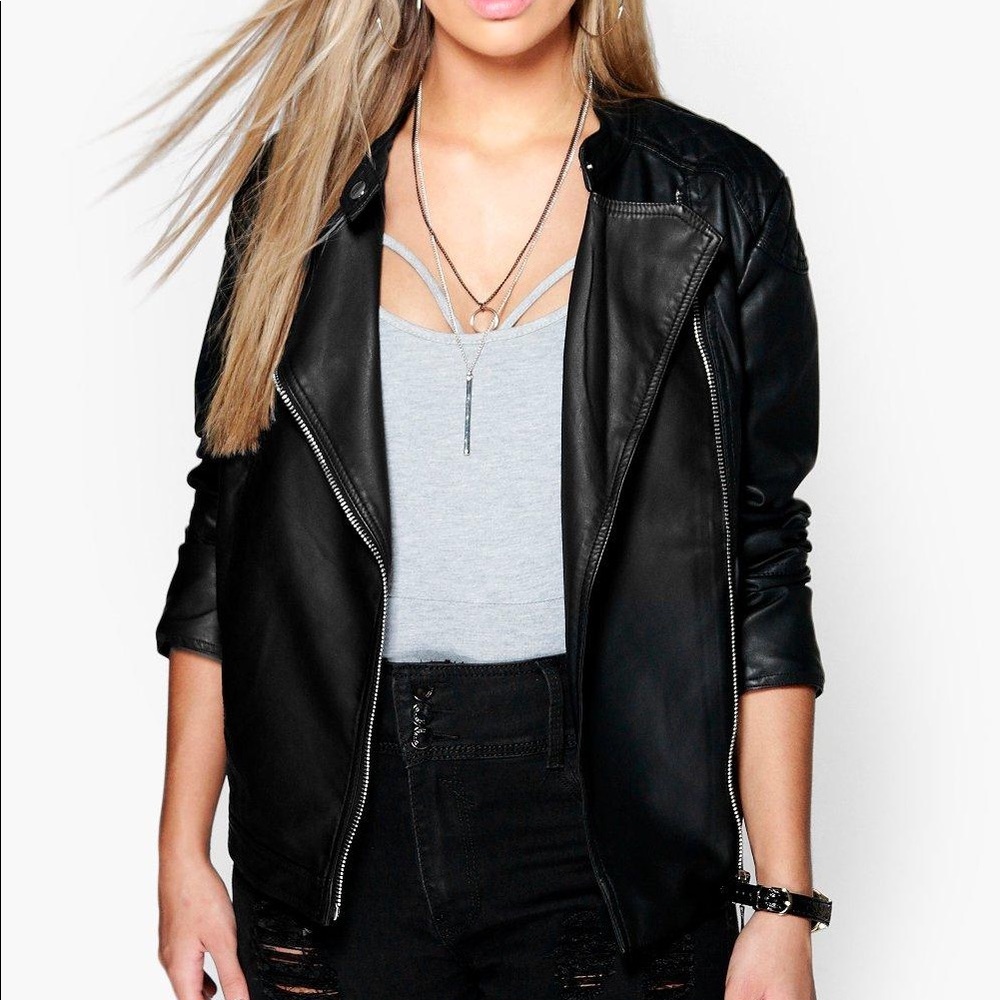 Boohoo plus Quilted faux leather jacket